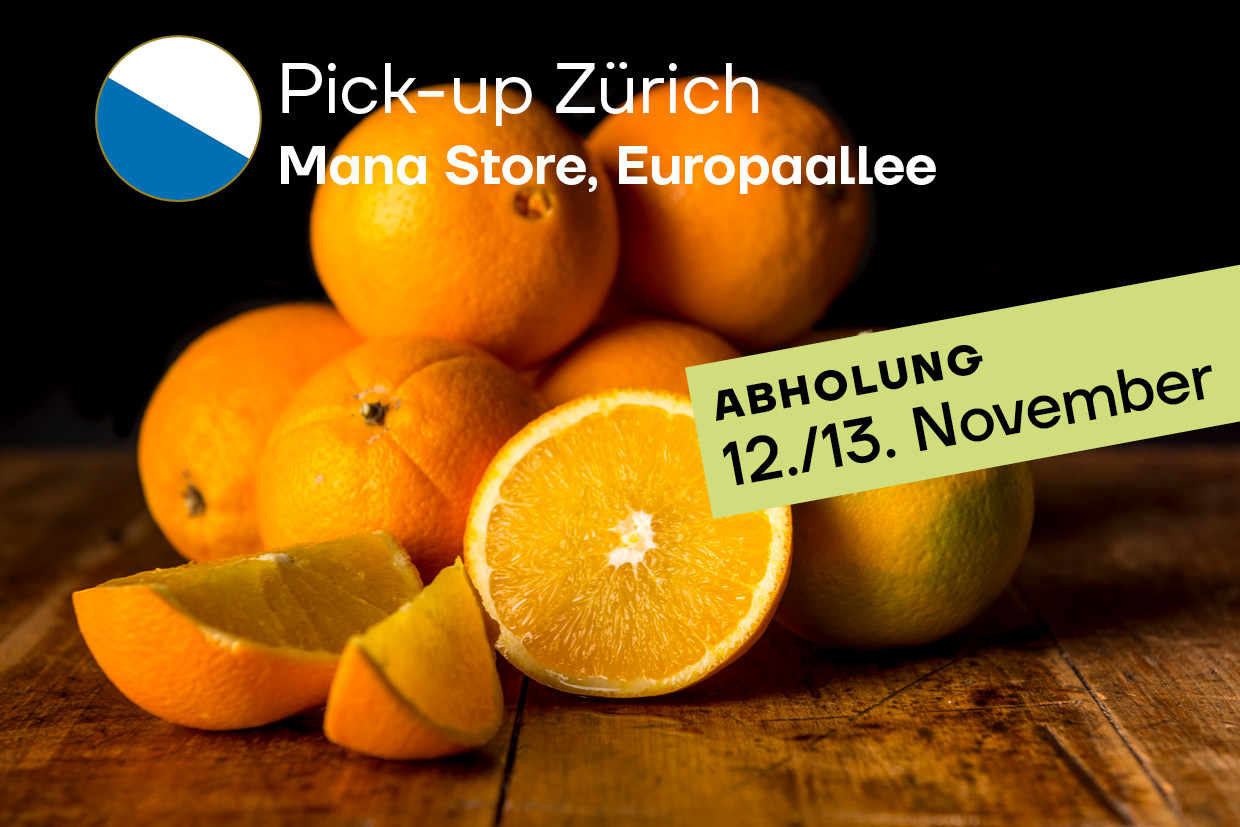 Orangen «Navelina»<br>5kg Karton –<br>Abholung im MANA Zürich