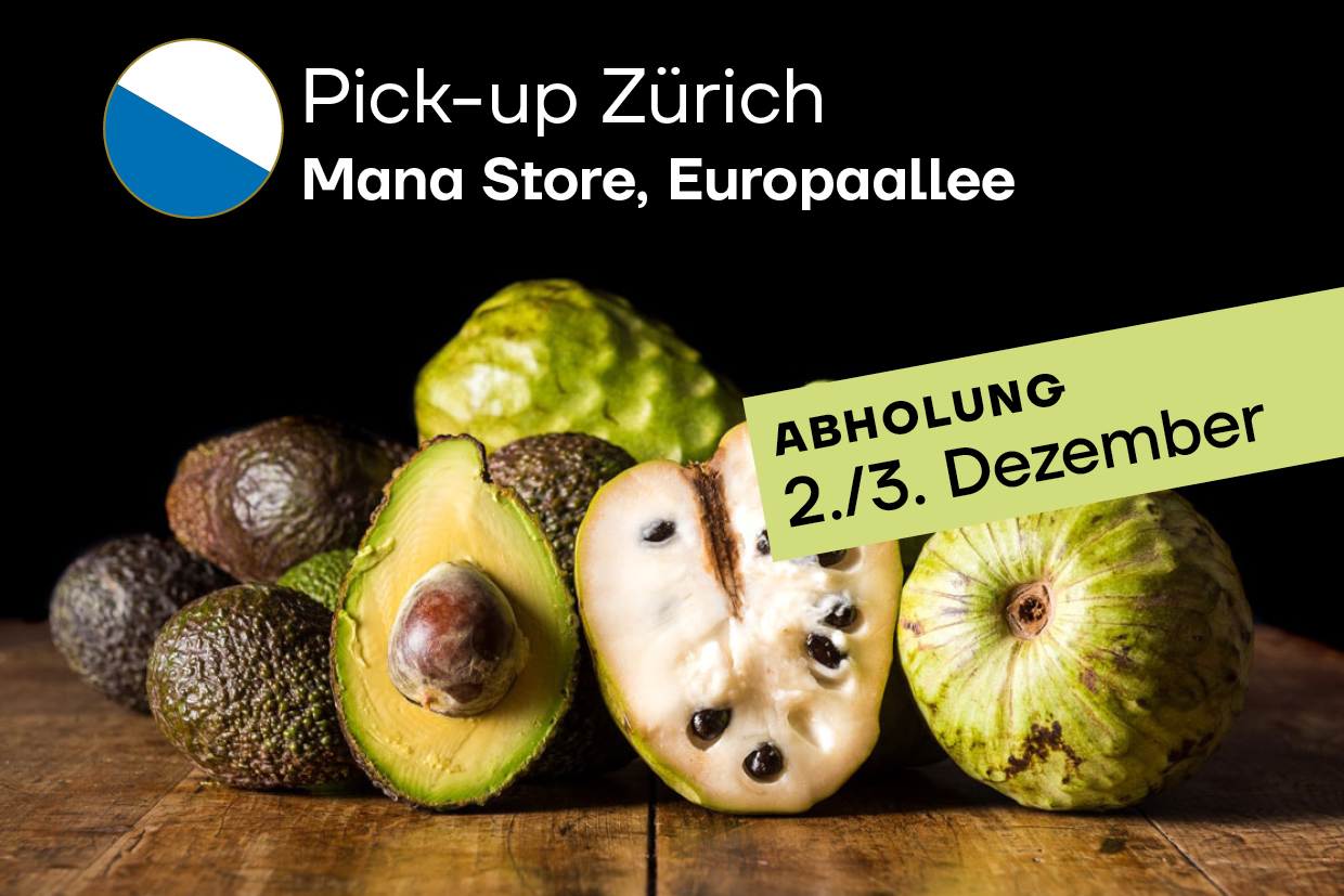 2kg Cherimoya, 2kg Avocado «Fuerte» pro Kiste –<br>Abholung im MANA Zürich