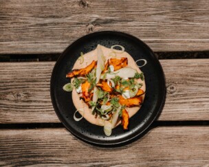 Mandel Hummus Dressing Foto von Mandel Hummus Dressing